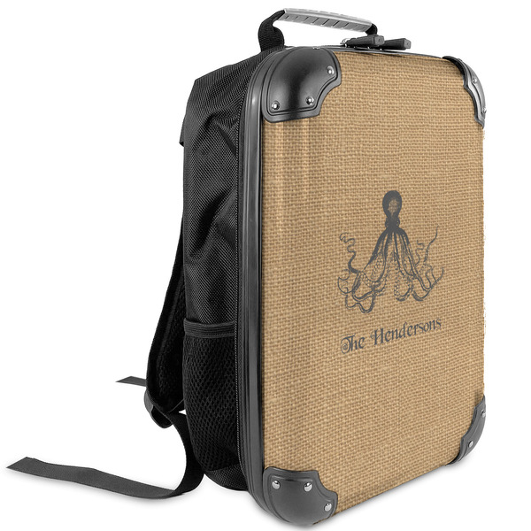 Custom Octopus & Burlap Print Kids Hard Shell Backpack (Personalized)