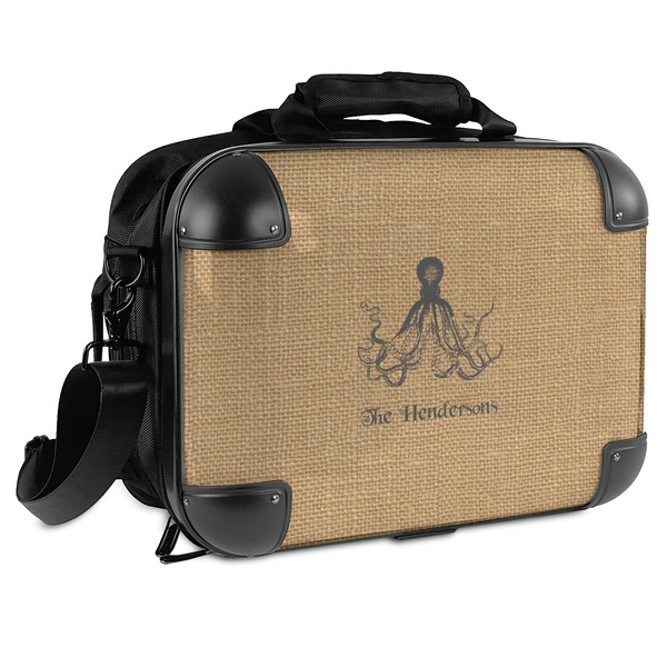 Custom Octopus & Burlap Print Hard Shell Briefcase (Personalized)