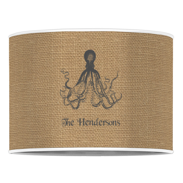 Octopus & Burlap Print 16" Drum Lampshade - FRONT (Poly Film)