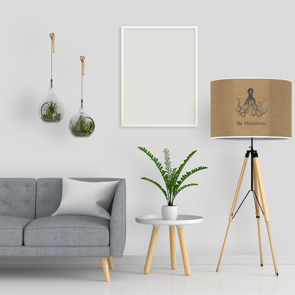 Octopus & Burlap Print 16" Drum Lampshade - LIFESTYLE