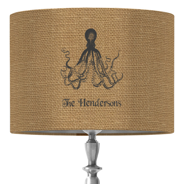 Custom Octopus & Burlap Print 16" Drum Lamp Shade - Fabric (Personalized)