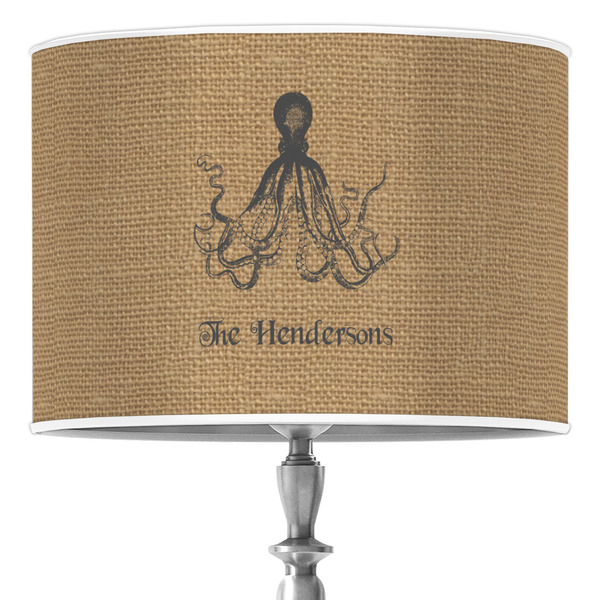 Custom Octopus & Burlap Print Drum Lamp Shade (Personalized)