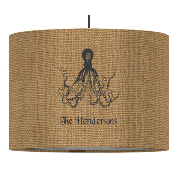 Custom Octopus & Burlap Print Drum Pendant Lamp (Personalized)