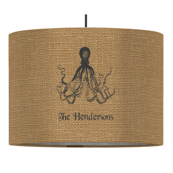 Octopus & Burlap Print 16" Drum Lampshade - PENDANT (Fabric)