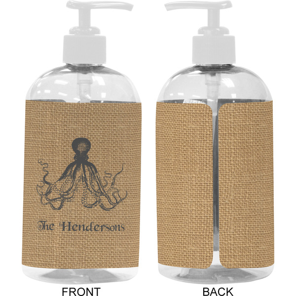 Octopus & Burlap Print 16 oz Plastic Liquid Dispenser- Approval- White