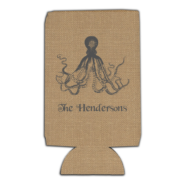 Octopus & Burlap Print 16oz Can Sleeve - Set of 4 - FRONT