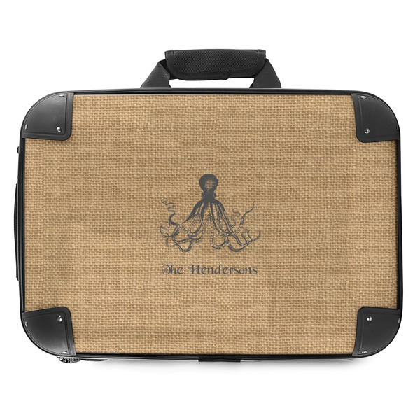 Custom Octopus & Burlap Print Hard Shell Briefcase - 18" (Personalized)