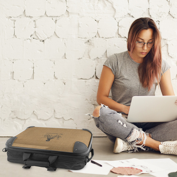 Octopus & Burlap Print 18" Laptop Briefcase - LIFESTYLE