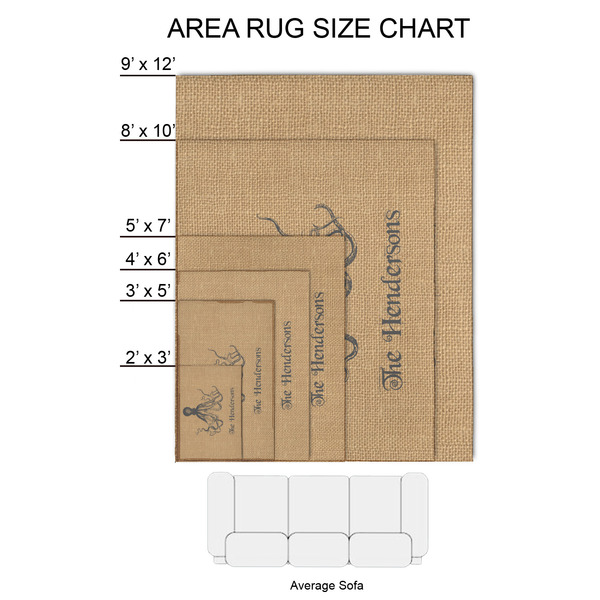 Octopus & Burlap Print 2'x3' Indoor Area Rugs - Size Chart