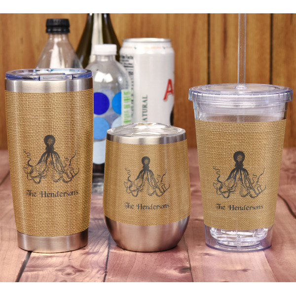 Octopus & Burlap Print 20oz SS Tumbler - Full Print - In Context