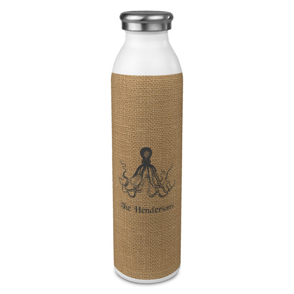 Custom Octopus & Burlap Print 20oz Stainless Steel Water Bottle - Full Print (Personalized)