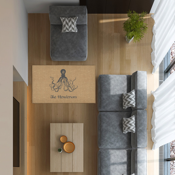 Octopus & Burlap Print 3'x5' Indoor Area Rugs - IN CONTEXT