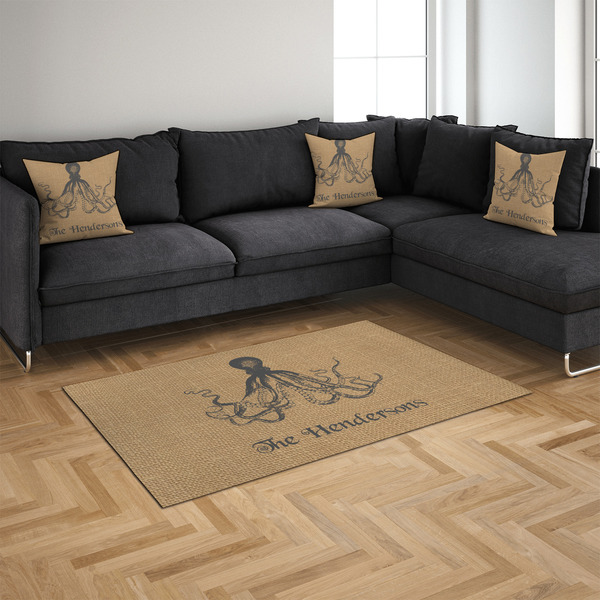 Octopus & Burlap Print 4'x6' Indoor Area Rugs - IN CONTEXT