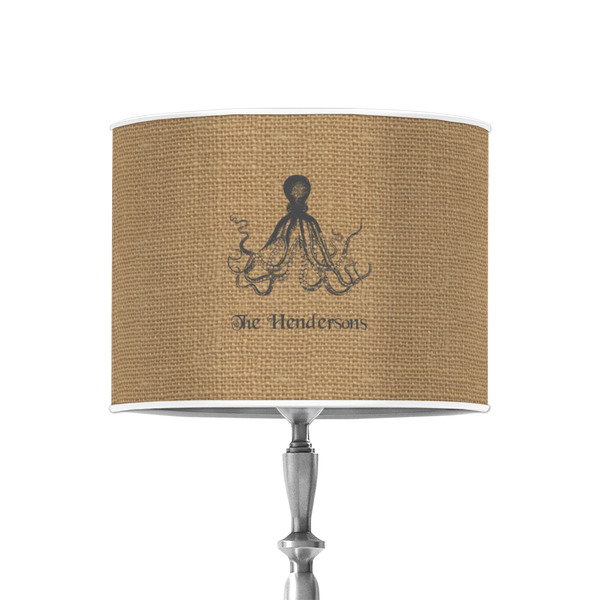 Octopus & Burlap Print 8" Drum Lampshade - ON STAND (Poly Film)