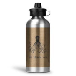 Octopus & Burlap Print Water Bottle - Aluminum - 20 oz (Personalized)