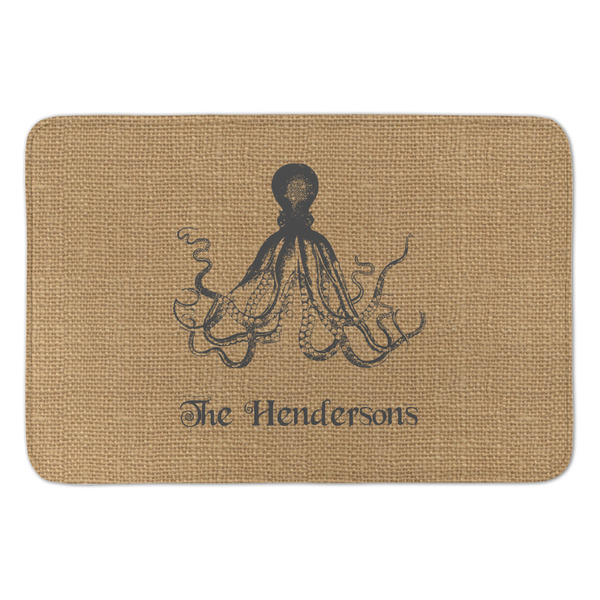 Custom Octopus & Burlap Print Anti-Fatigue Kitchen Mat (Personalized)