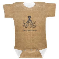 Octopus & Burlap Print Baby Bodysuit 0-3 (Personalized)