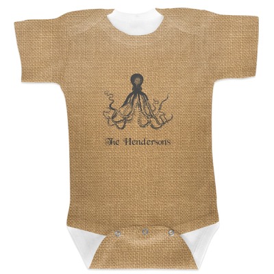 Octopus & Burlap Print Baby Bodysuit (Personalized)