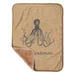 Octopus & Burlap Print Sherpa Baby Blanket - 30" x 40" w/ Name or Text