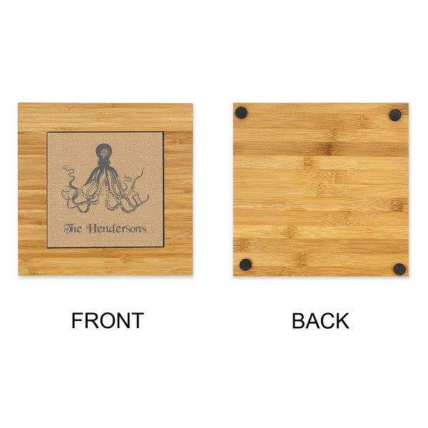 Octopus & Burlap Print Bamboo Trivet with 6" Tile - APPROVAL