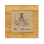Octopus & Burlap Print Bamboo Trivet with Ceramic Tile Insert (Personalized)