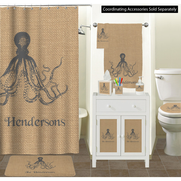 Octopus & Burlap Print Bathroom Scene