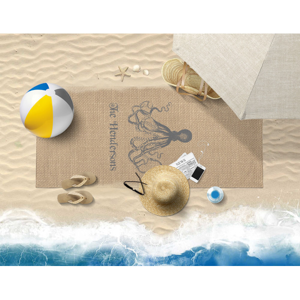 Octopus & Burlap Print Beach Towel Lifestyle