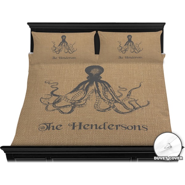Octopus & Burlap Print Bedding Set (King) - Duvet