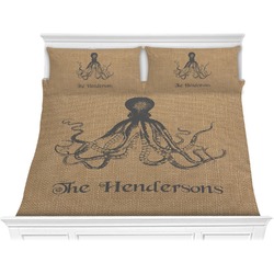 Octopus & Burlap Print Comforter Set - King (Personalized)