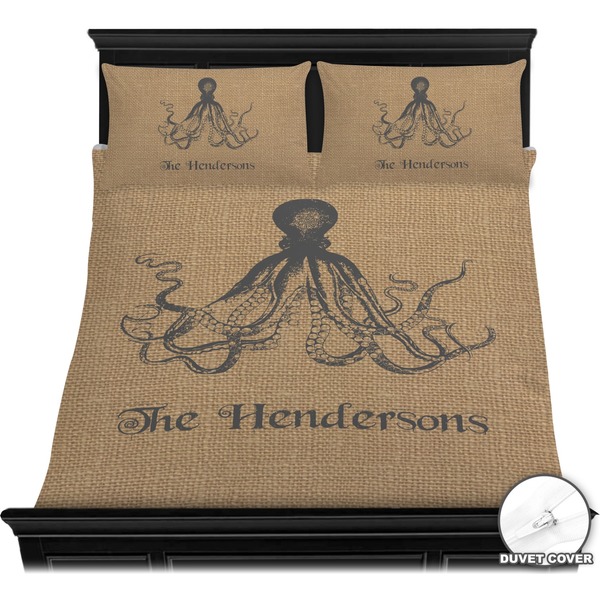 Octopus & Burlap Print Bedding Set (Queen) - Duvet