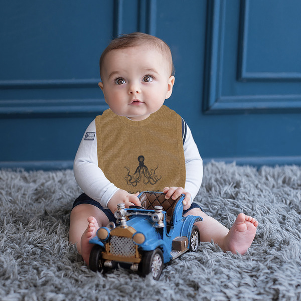 Octopus & Burlap Print Bib Lifestyle Boy