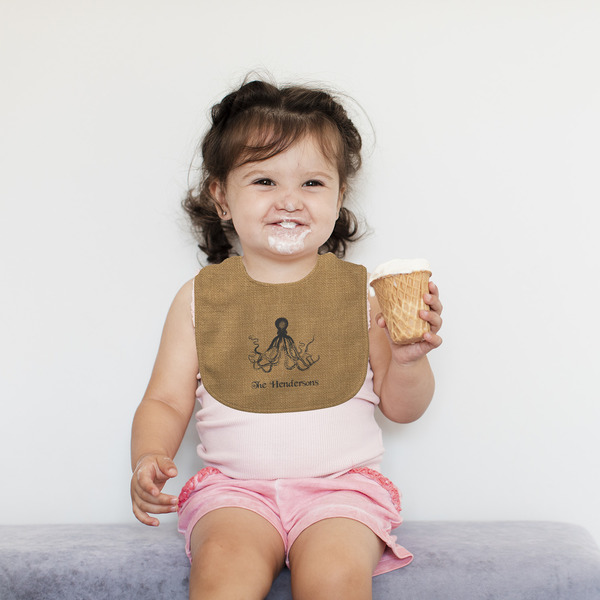 Octopus & Burlap Print Bib Lifestyle Girl