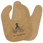 Octopus & Burlap Print Baby Bib w/ Name or Text