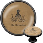 Octopus & Burlap Print Cabinet Knob (Black) (Personalized)