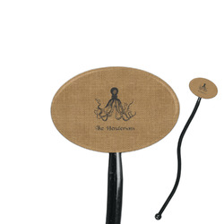 Octopus & Burlap Print 7" Oval Plastic Stir Sticks - Black - Single Sided (Personalized)