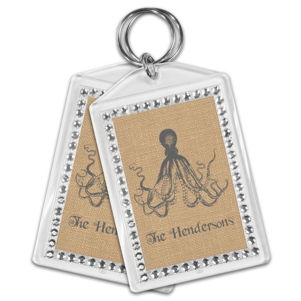 Octopus & Burlap Print Bling Keychain - MAIN