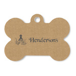 Octopus & Burlap Print Bone Shaped Dog ID Tag (Personalized)
