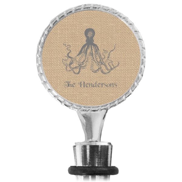 Octopus & Burlap Print Bottle Stopper Main View