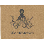 Octopus & Burlap Print Woven Fabric Placemat - Twill w/ Name or Text