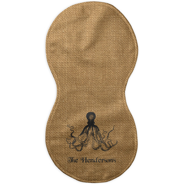 Octopus & Burlap Print Burp Peanut Shaped Flat