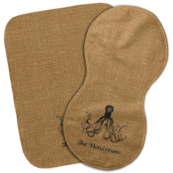 Custom Octopus & Burlap Print Burp Cloth (Personalized)