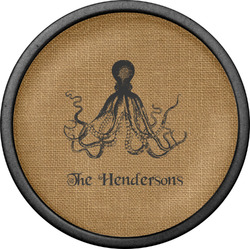 Octopus & Burlap Print Cabinet Knob (Black) (Personalized)