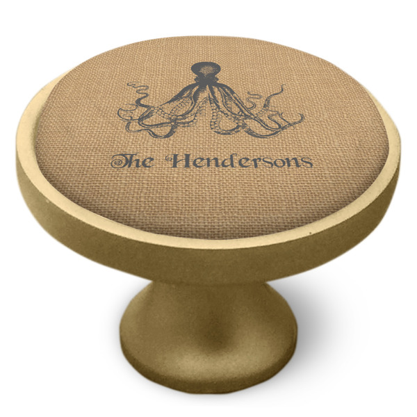 Octopus & Burlap Print Cabinet Knob - Gold - Side