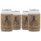 Octopus & Burlap Print Can Cooler (12 oz) - Set of 4 w/ Name or Text