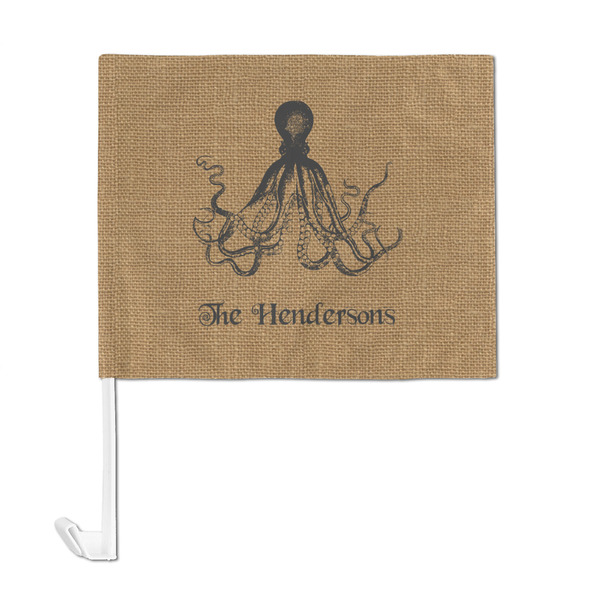 Octopus & Burlap Print Car Flag - Large - FRONT