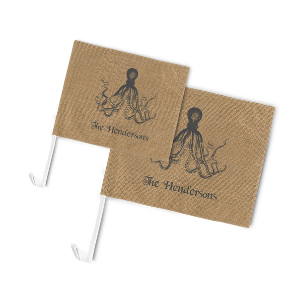 Octopus & Burlap Print Car Flags - PARENT MAIN (both sizes)
