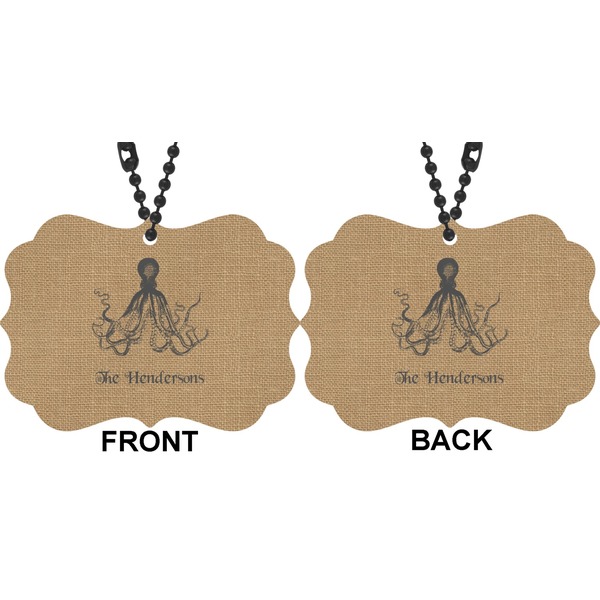 Octopus & Burlap Print Car Ornament (Approval)