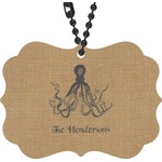 Octopus & Burlap Print Rear View Mirror Charm (Personalized)