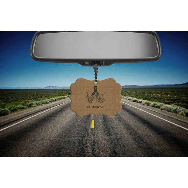 Octopus & Burlap Print Car Ornament (Road)
