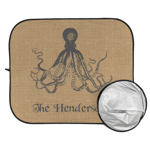 Octopus & Burlap Print Car Sun Shades - FOLDED & UNFOLDED